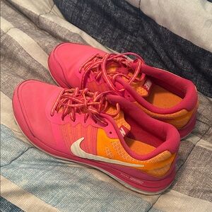 Nike Women's Vibrant Pink and Orange Sneakers